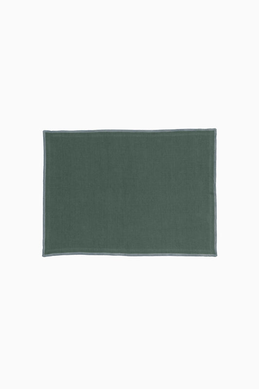 Linen Grey Needled Placemat Set-Bottle Green