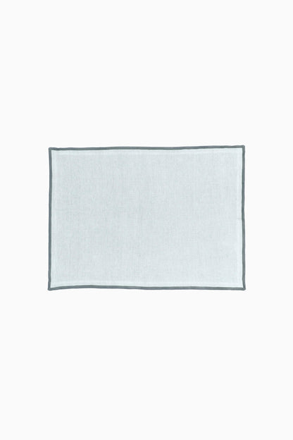 Linen Grey Needled Placemat Set-Indigo Blue