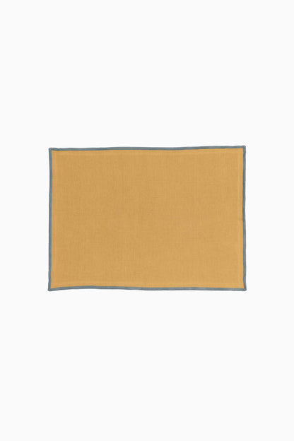 Linen Grey Needled Placemat Set-Dusty Gold