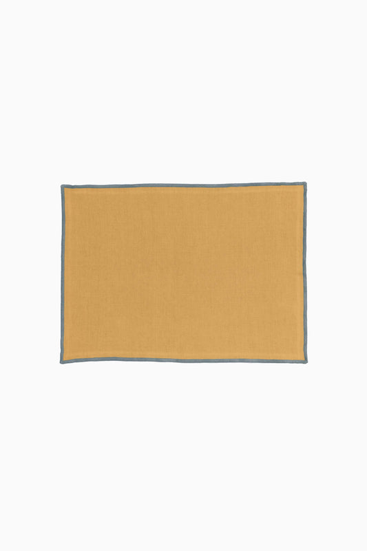 Linen Grey Needled Placemat Set-Dusty Gold