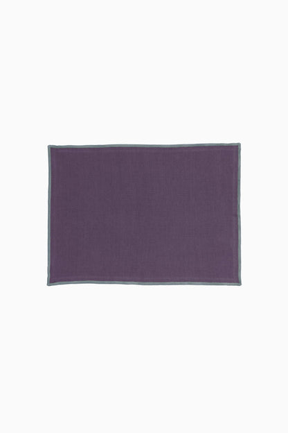 Linen Grey Needled Placemat Set-Indigo Blue