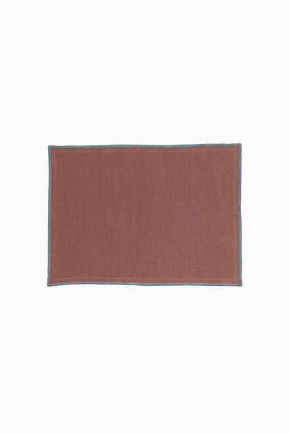 Linen Grey Needled Placemat Set-Blackberrry Wine