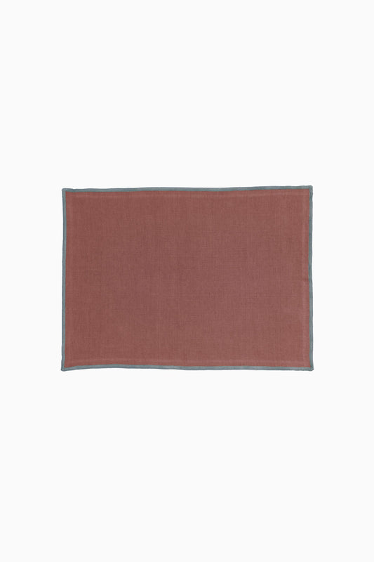 Linen Grey Needled Placemat Set-Cinnamon Brown