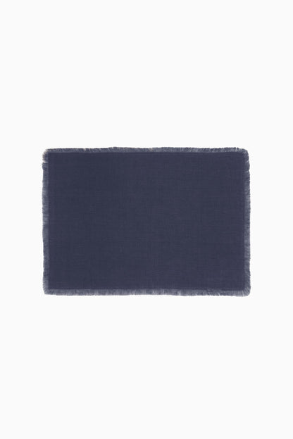 Linen Fringe Me Good Placemat Set-Charcoal Grey