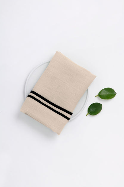 Linen Black Needled Napkin Set