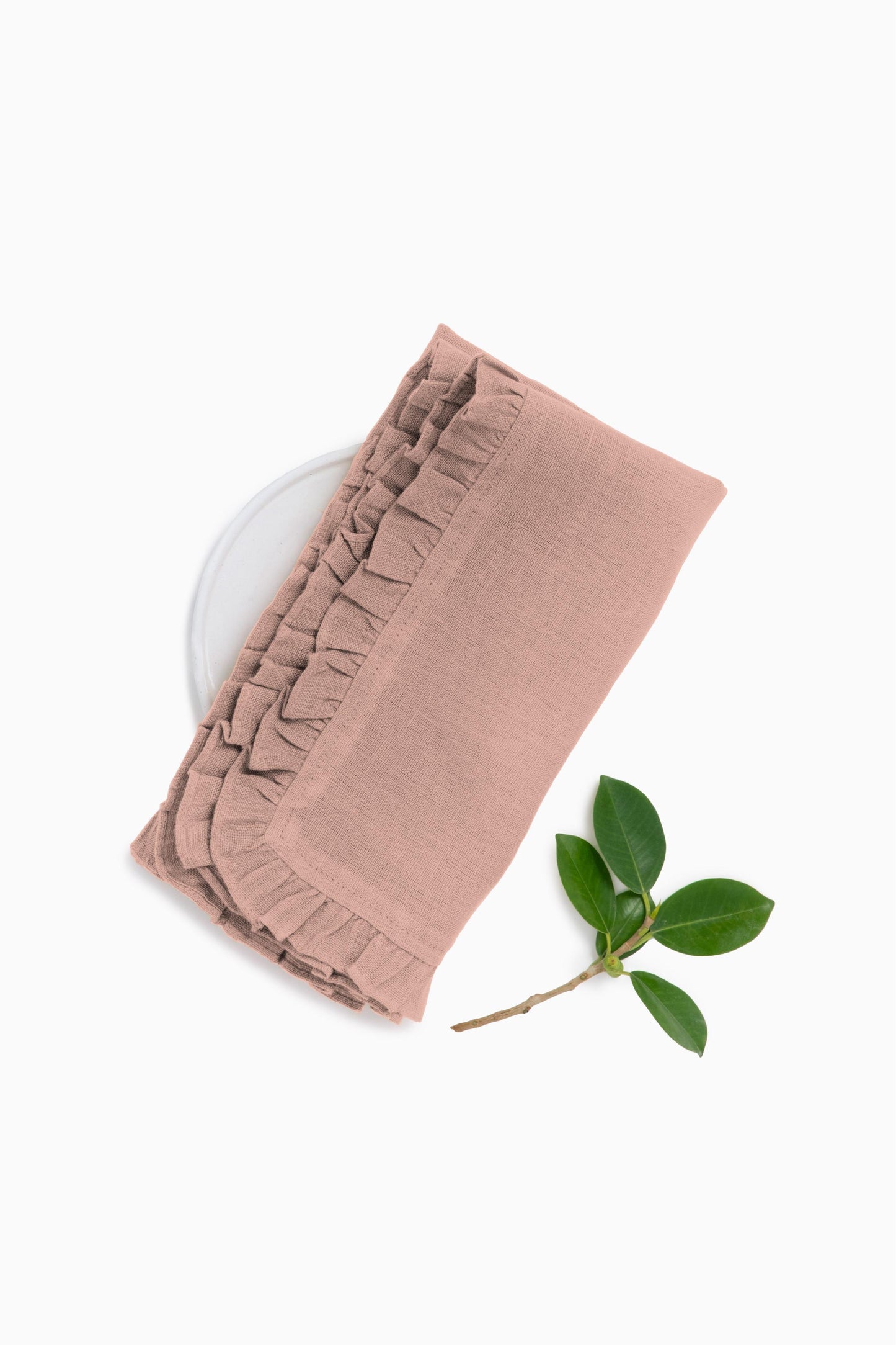 Linen Ruffle Medley Napkin Set-Blackberry Wine