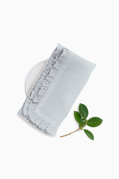 Linen Ruffle Medley Napkin Set-Charcoal Grey