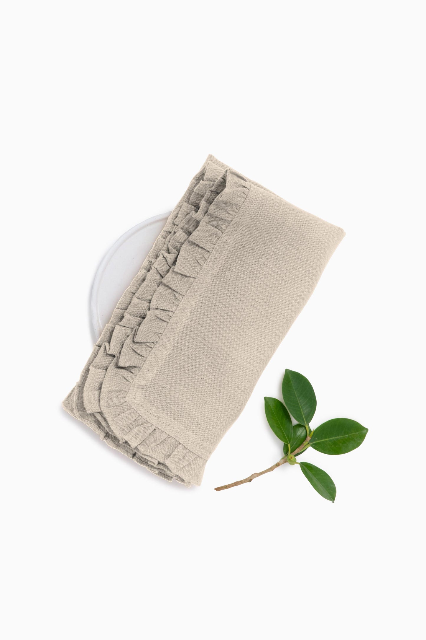 Linen Ruffle Medley Napkin Set-Bottle Green