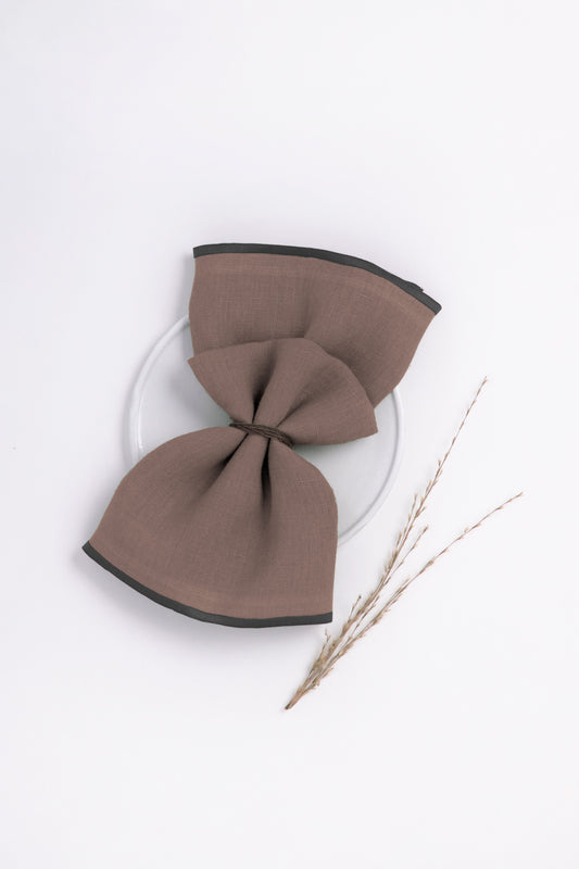 Linen Black Needled Napkin Set