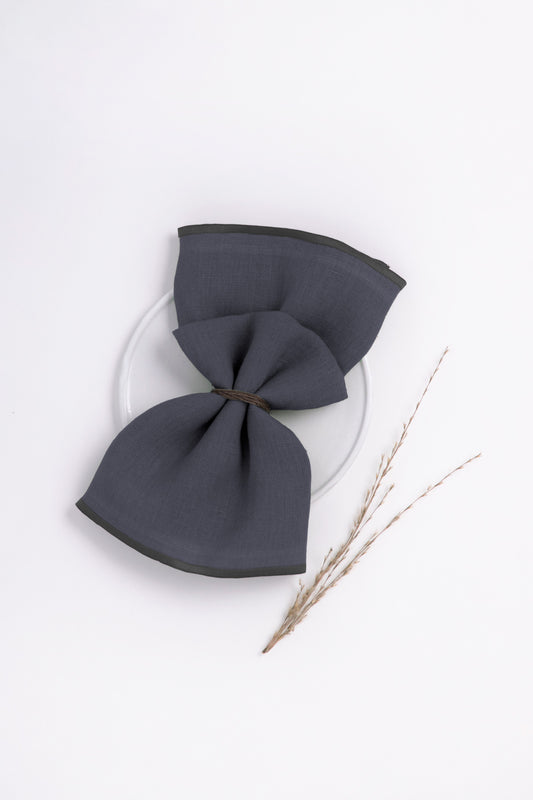 Linen Black Needled Napkin Set