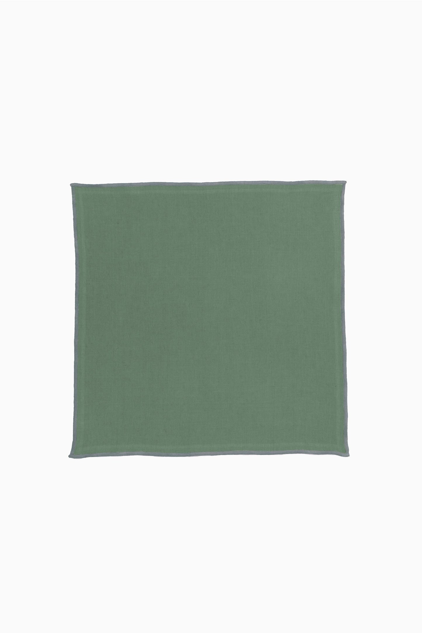 Linen Grey Needled Napkin Set-Retro Green