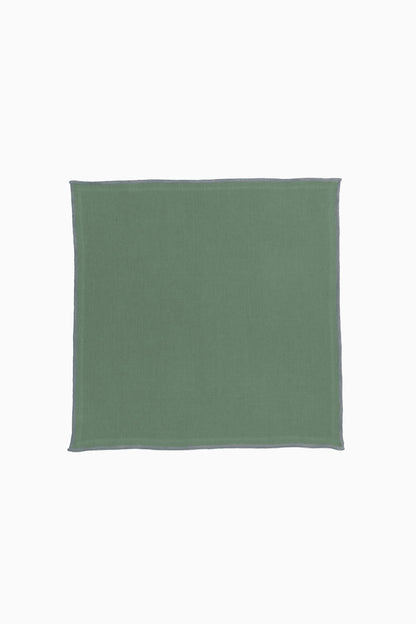 Linen Grey Needled Napkin Set-Retro Green