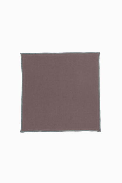 Linen Grey Needled Napkin Set-Caramel Brown