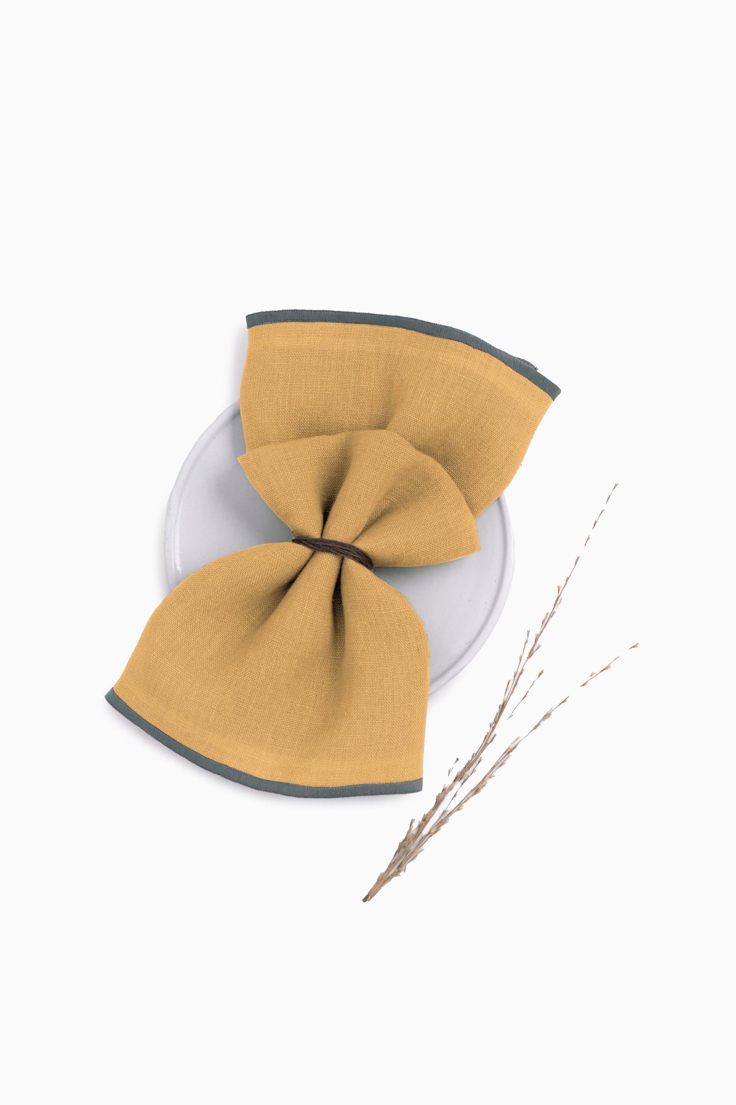 Linen Grey Needled Napkin Set-Vanilla Sky