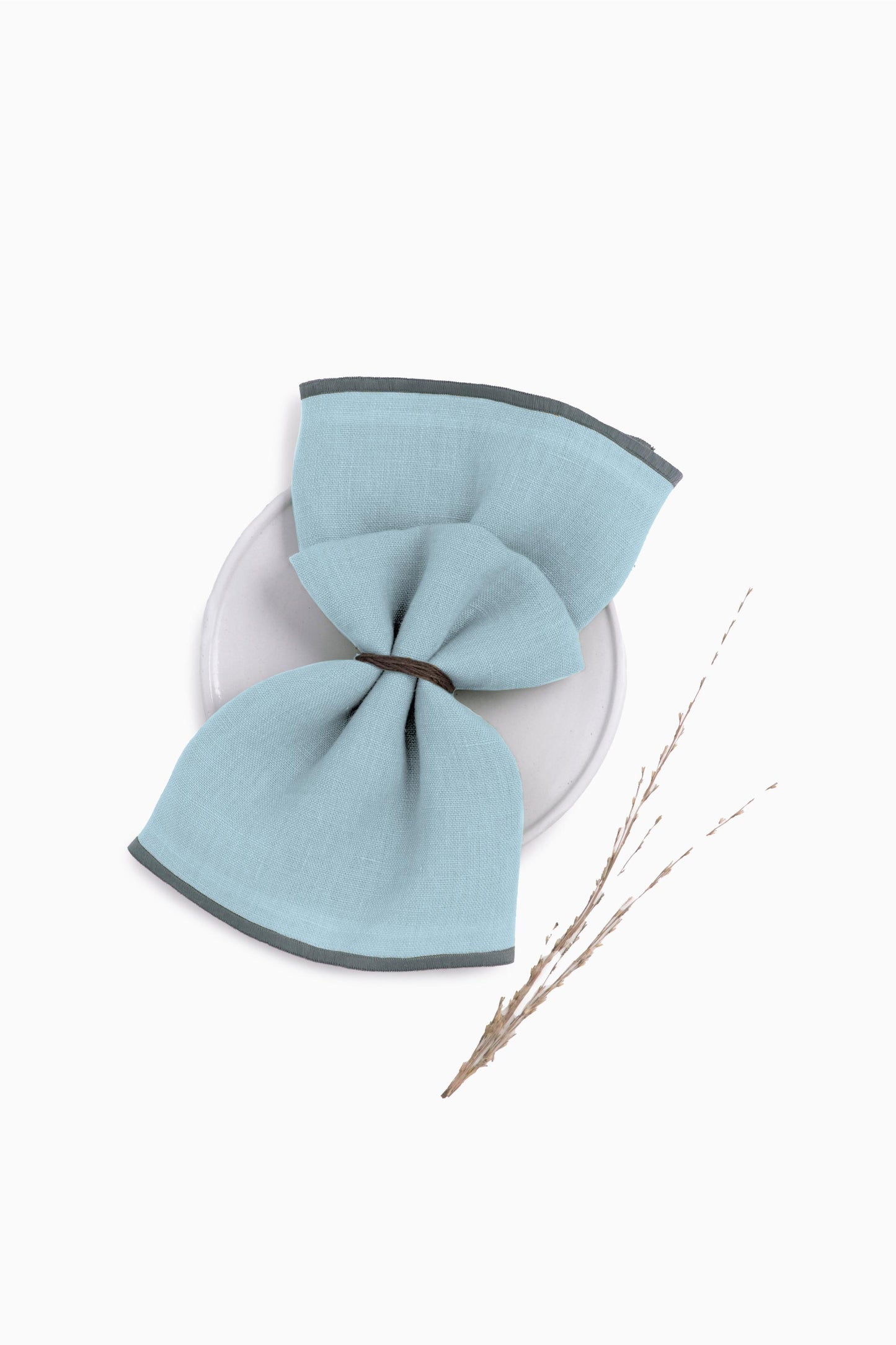 Linen Grey Needled Napkin Set-Vanilla Sky