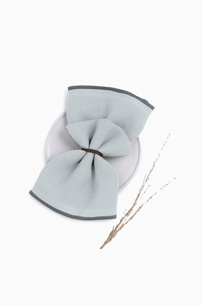 Linen Grey Needled Napkin Set-Vanilla Sky