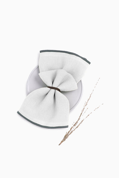 Linen Grey Needled Napkin Set-Vanilla Sky