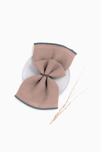 Linen Grey Needled Napkin Set-Vanilla Sky