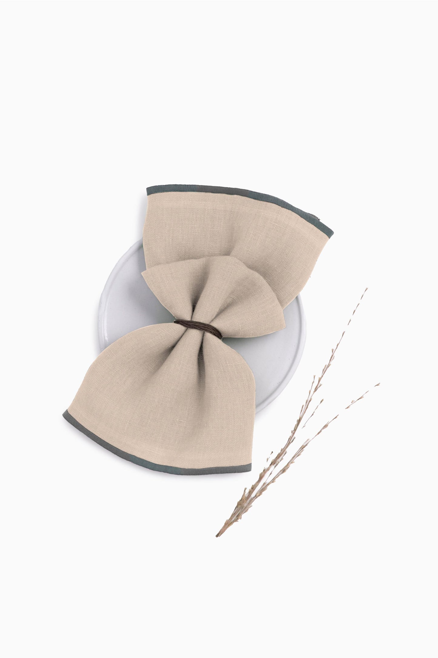 Linen Grey Needled Napkin Set-Vanilla Sky