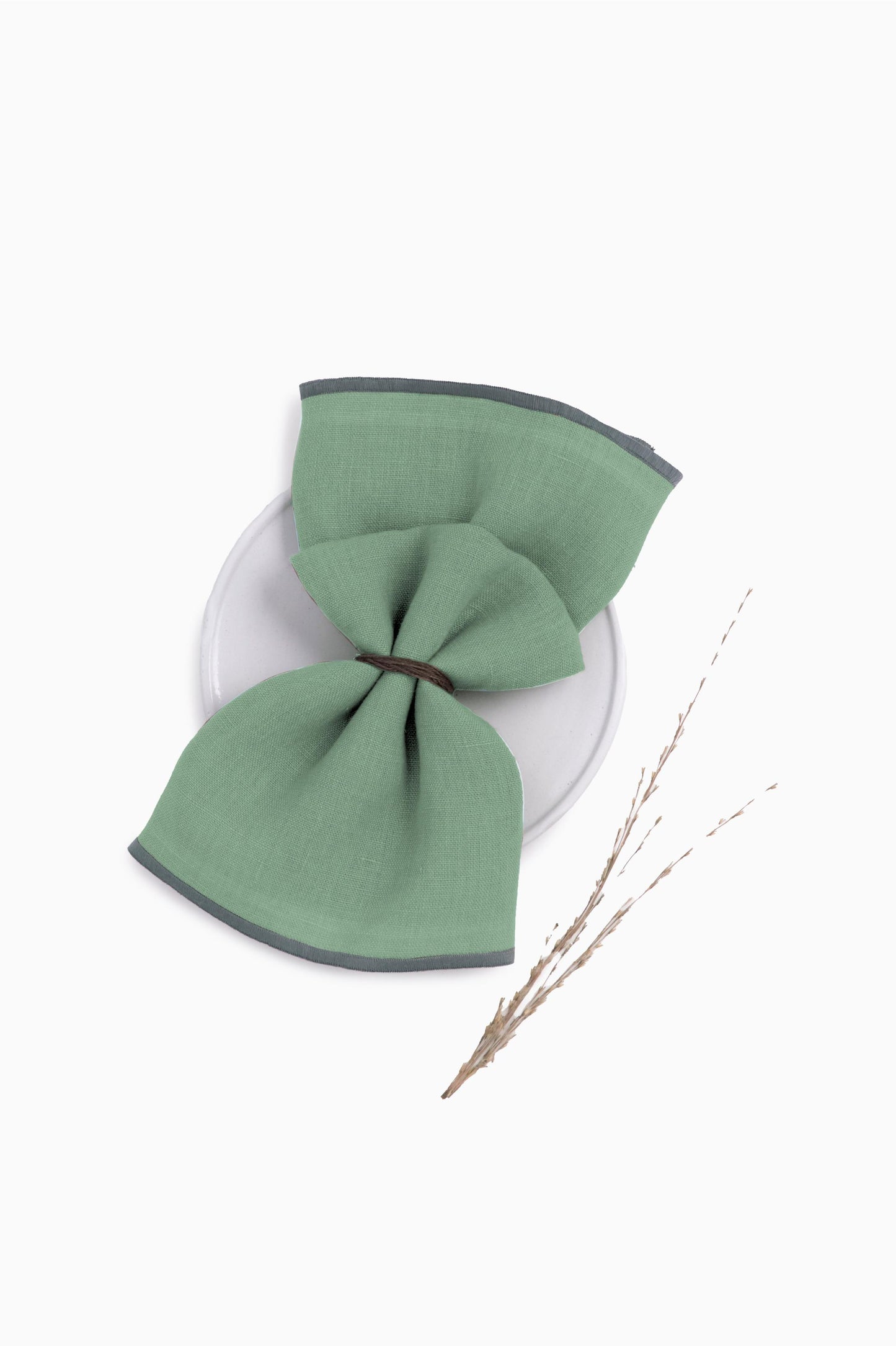 Linen Grey Needled Napkin Set-Vanilla Sky