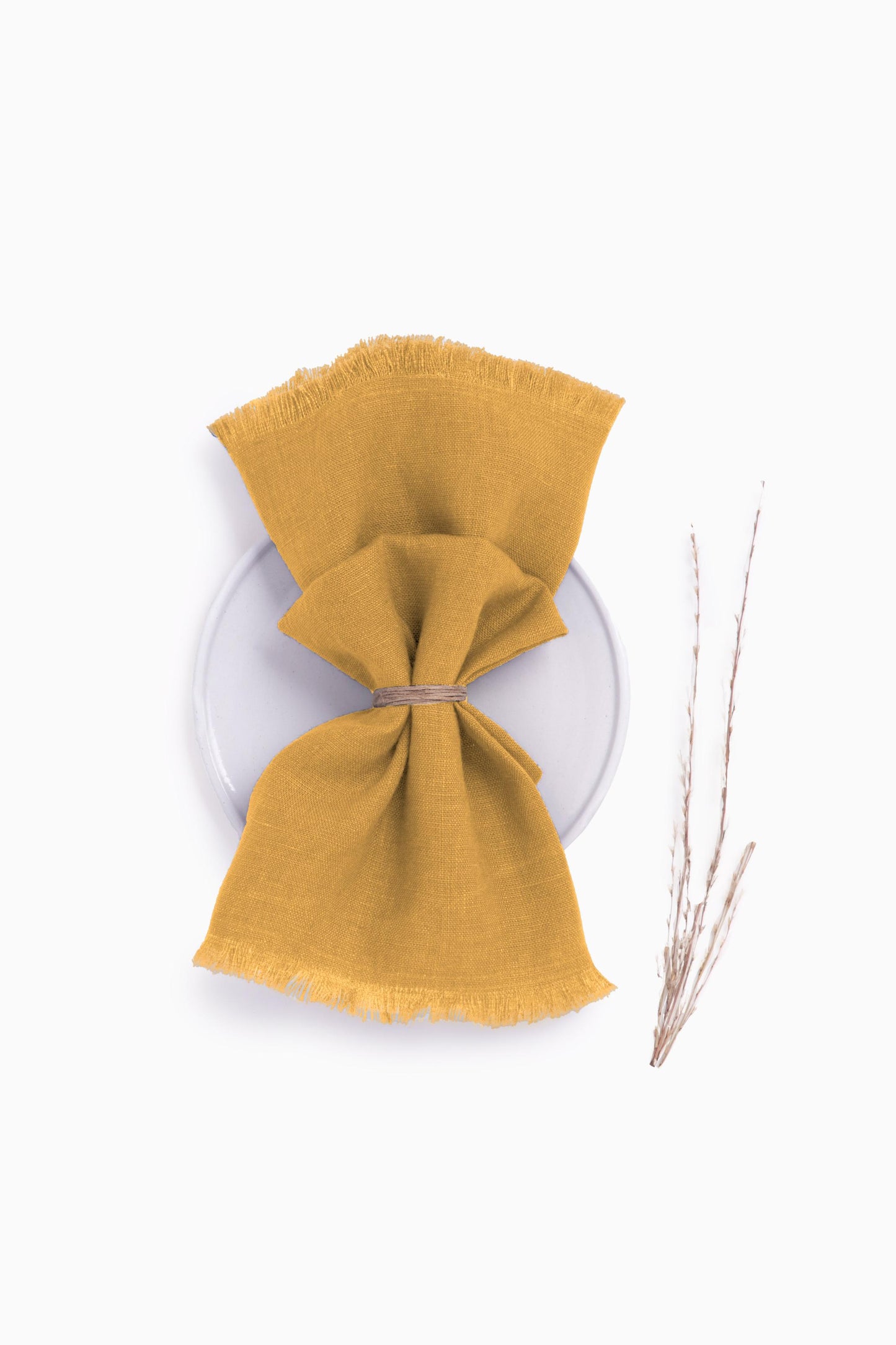 Linen Fringe Me Good Napkin Set-Sandy Beige