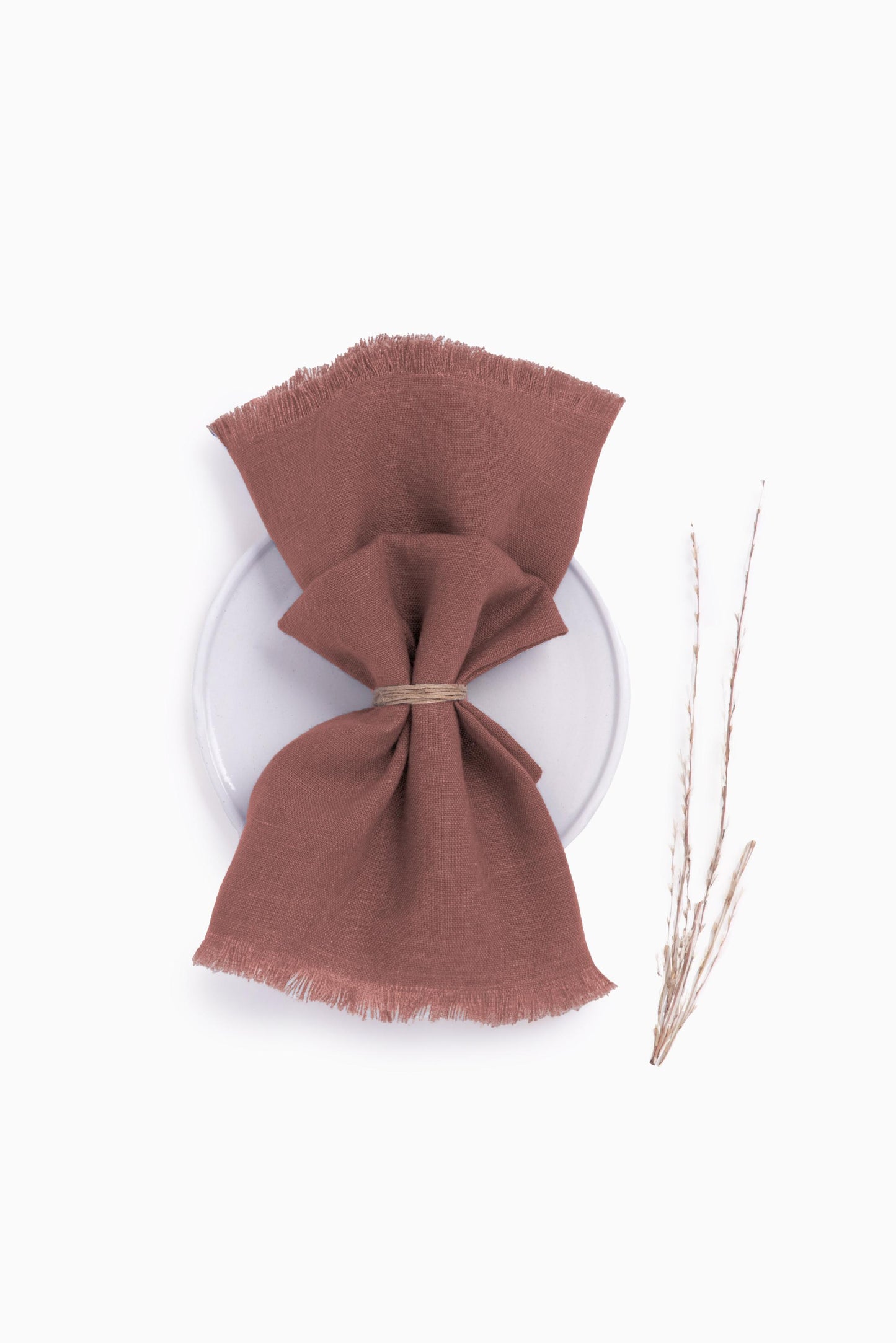 Linen Fringe Me Good Napkin Set-Sandy Beige