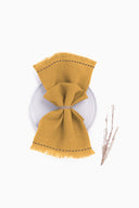 Linen Fringe Me Kantha Napkin Set