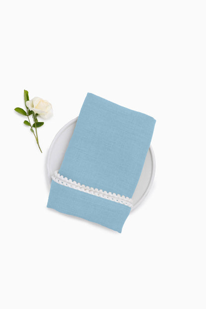 Linen Delight Lace Napkin Set-Moody Blue