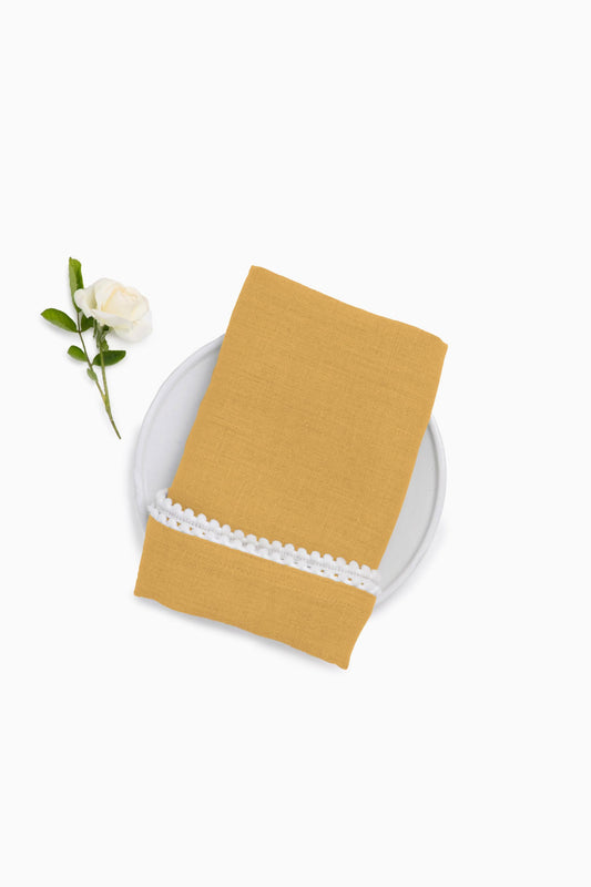 Linen Delight Lace Napkin Set-Dusty Gold