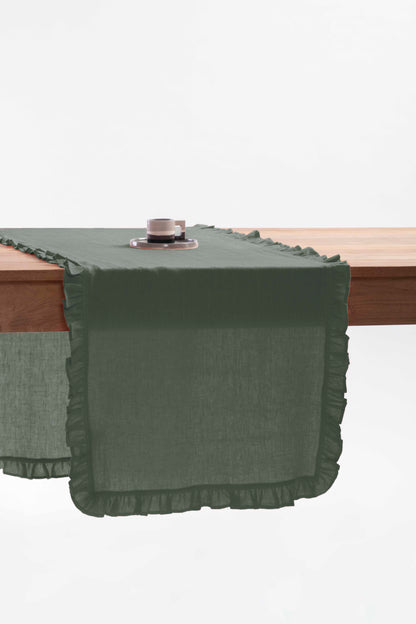 Linen Ruffle Medley Table Runner