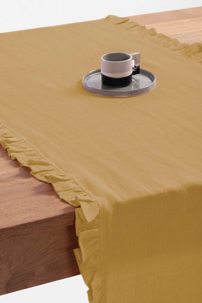 Linen Ruffle Medley Table Runner