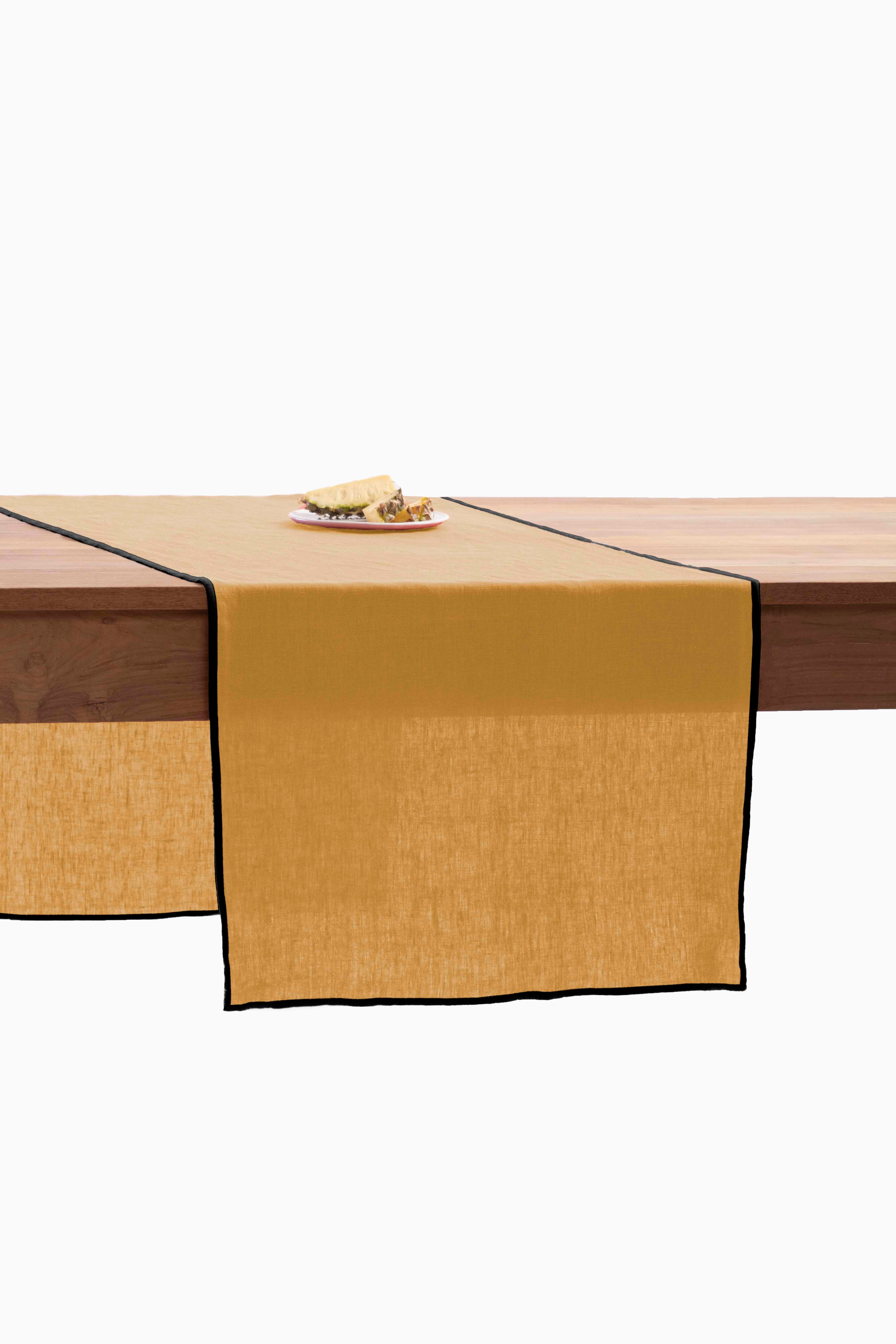 Linen Black Needled Table Runner