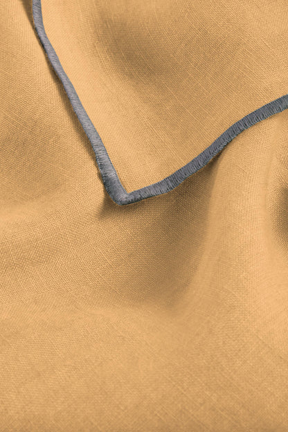 Linen Grey Needled Placemat Set-Dusty Gold