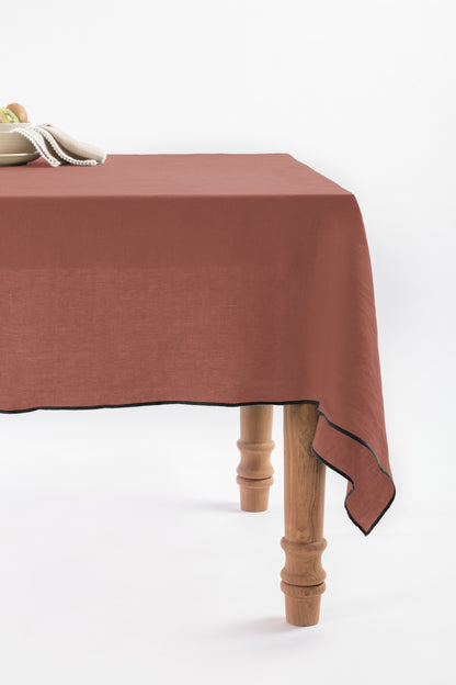 Linen Black Needled Tablecloth