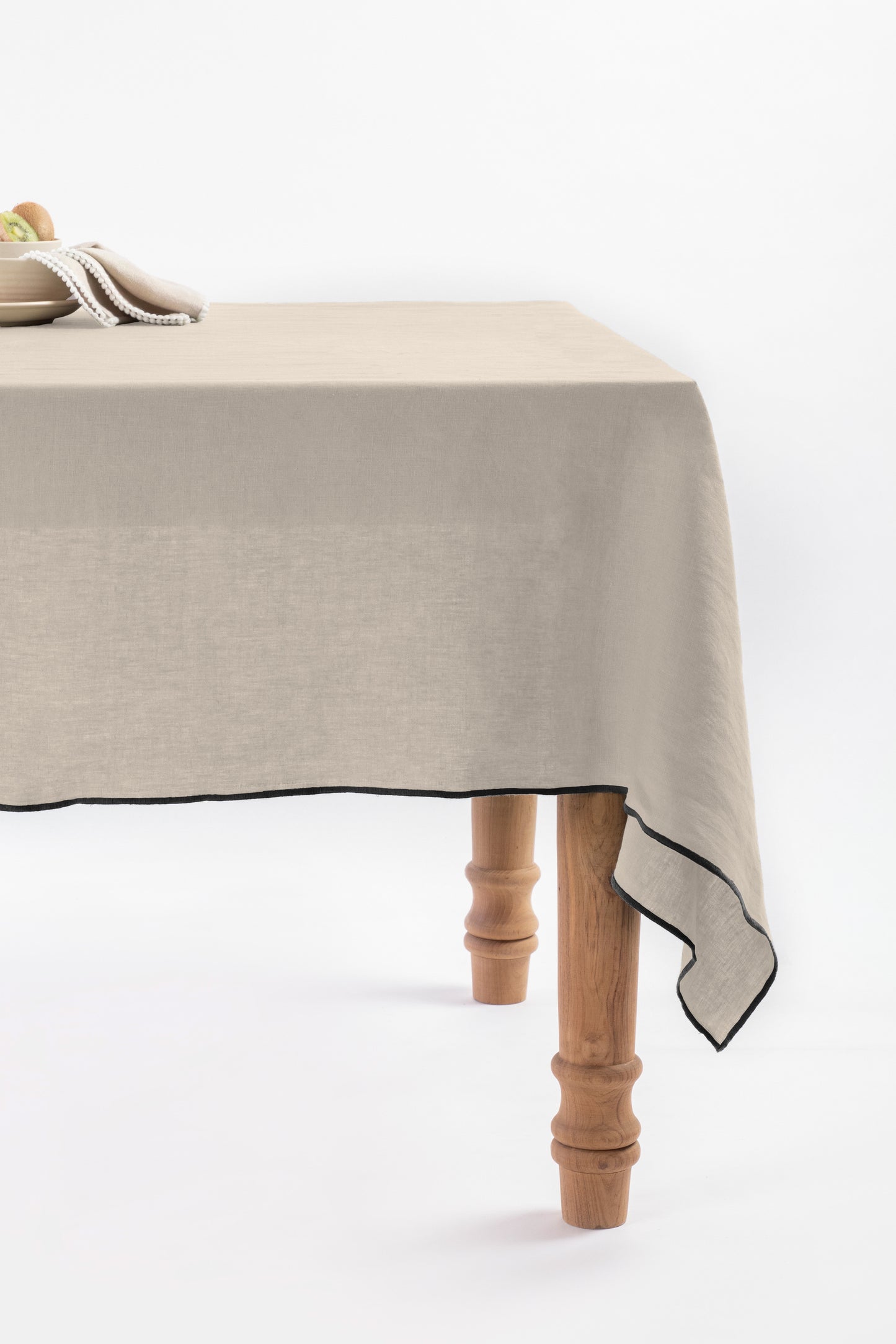 Linen Black Needled Tablecloth