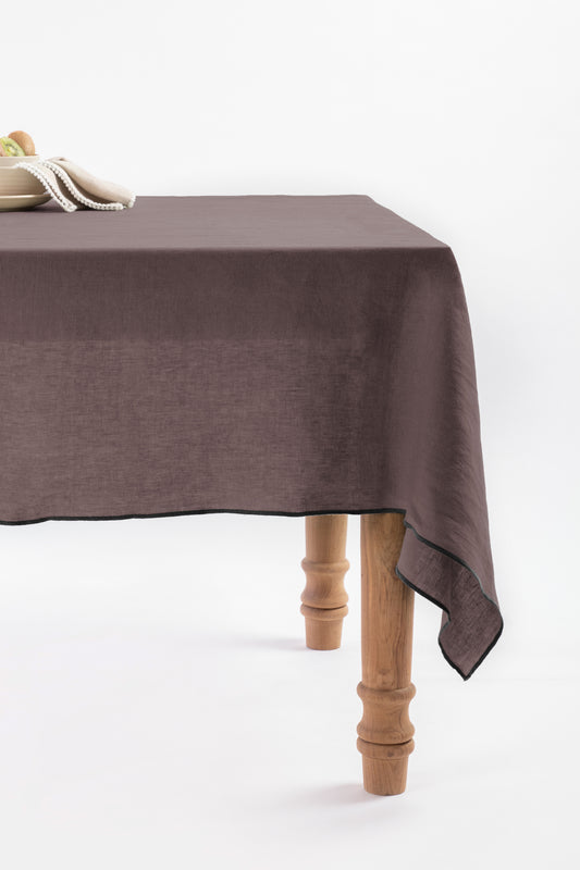 Linen Black Needled Tablecloth