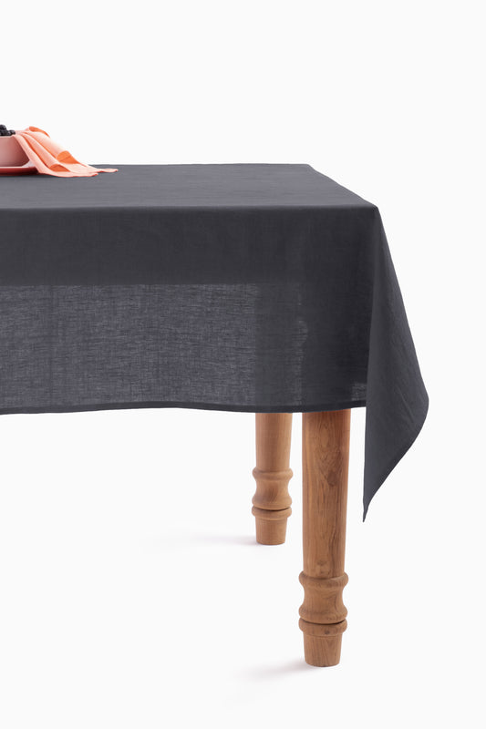 Linen Slumber Solid Tablecloth-Charcoal Grey