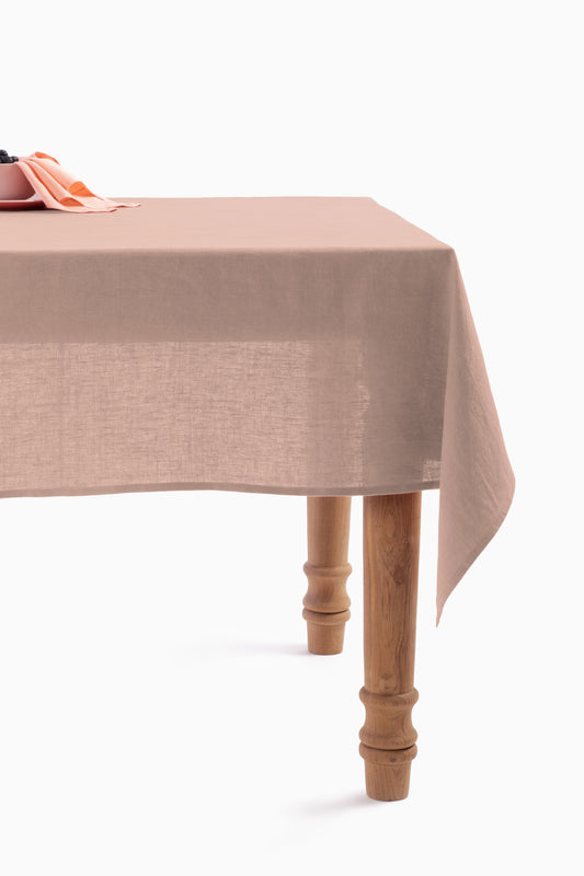 Linen Slumber Solid Tablecloth-Sandy Beige