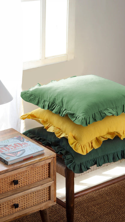 Linen Ruffle Medley Cushion Cover