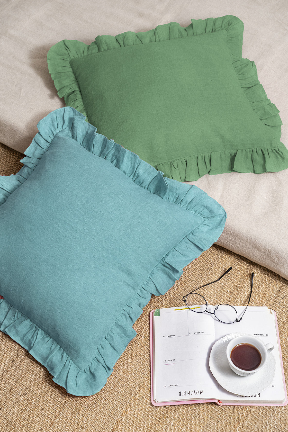 Linen Ruffle Medley Cushion Cover