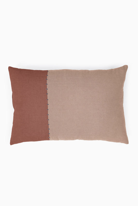 Linen Better Together Cushion Cover/Pillowcases-Sandy Beige+Cinnamon Brown