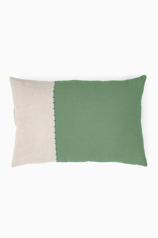 Linen Better Together Cushion Cover/Pillowcases-Retro Green+Oatmeal