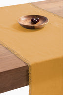 Linen Fringe me kantha Table Runner