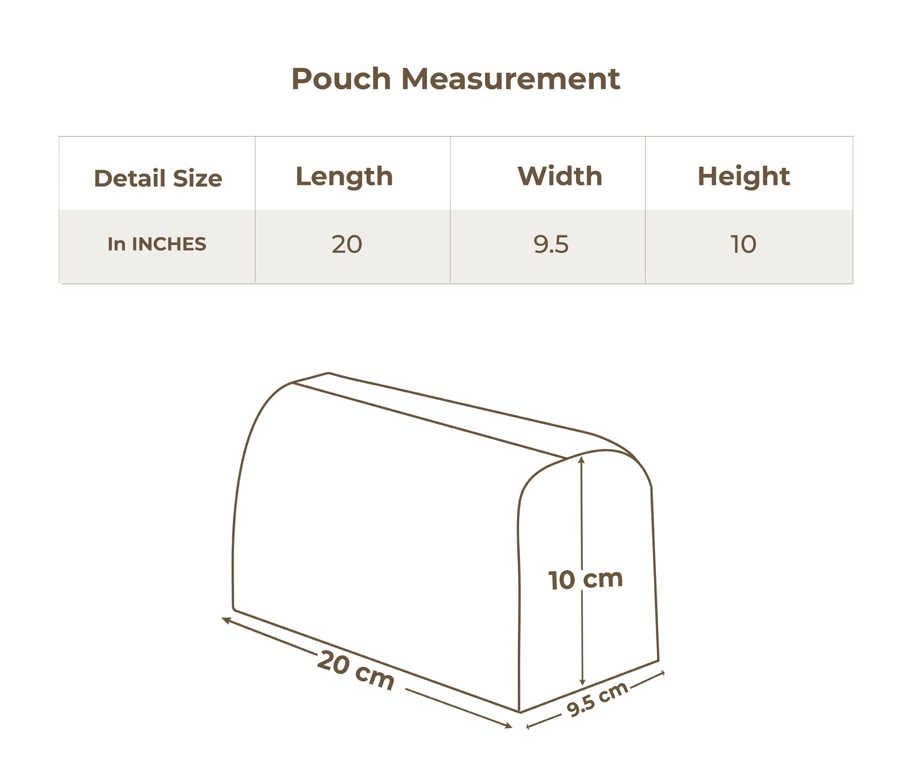 Size chart in centimetres