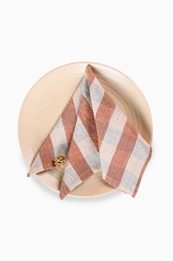 Linen Clara Napkin Set-Terracotta Clara