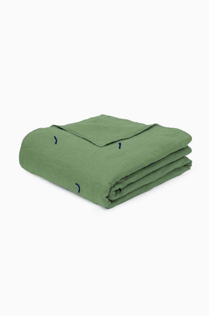 Linen Hand Tucked Quilt-Retro Green