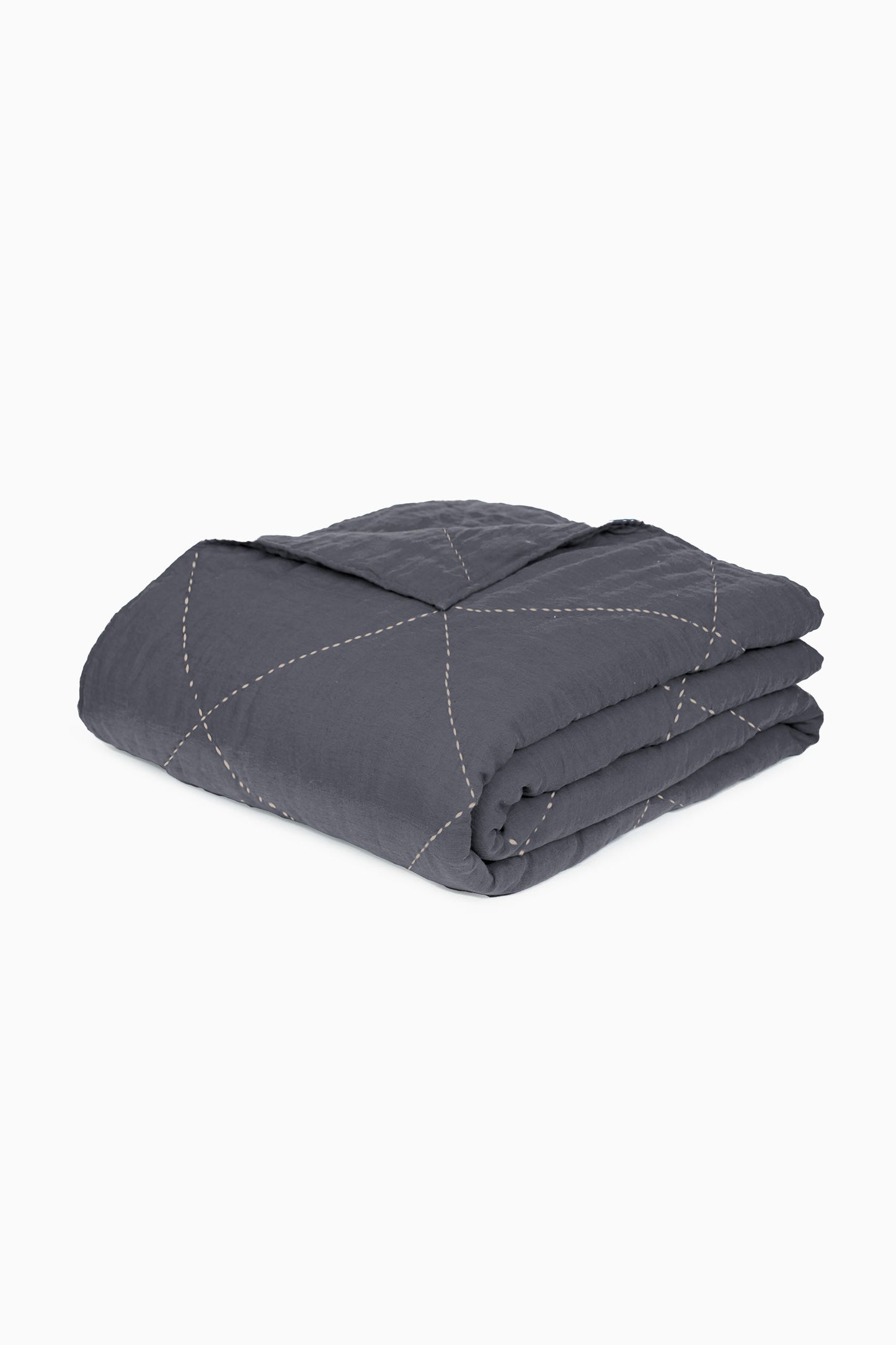 Linen Vibrant Hand Quilted Quilt-Charcoal Grey