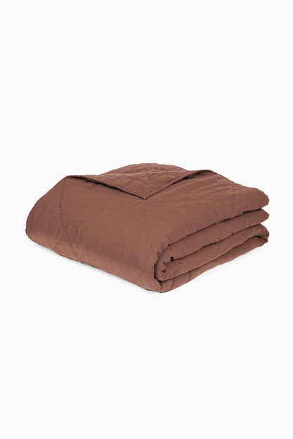 Linen Monotone Hand Quilted Quilt-Cinnamon Brown