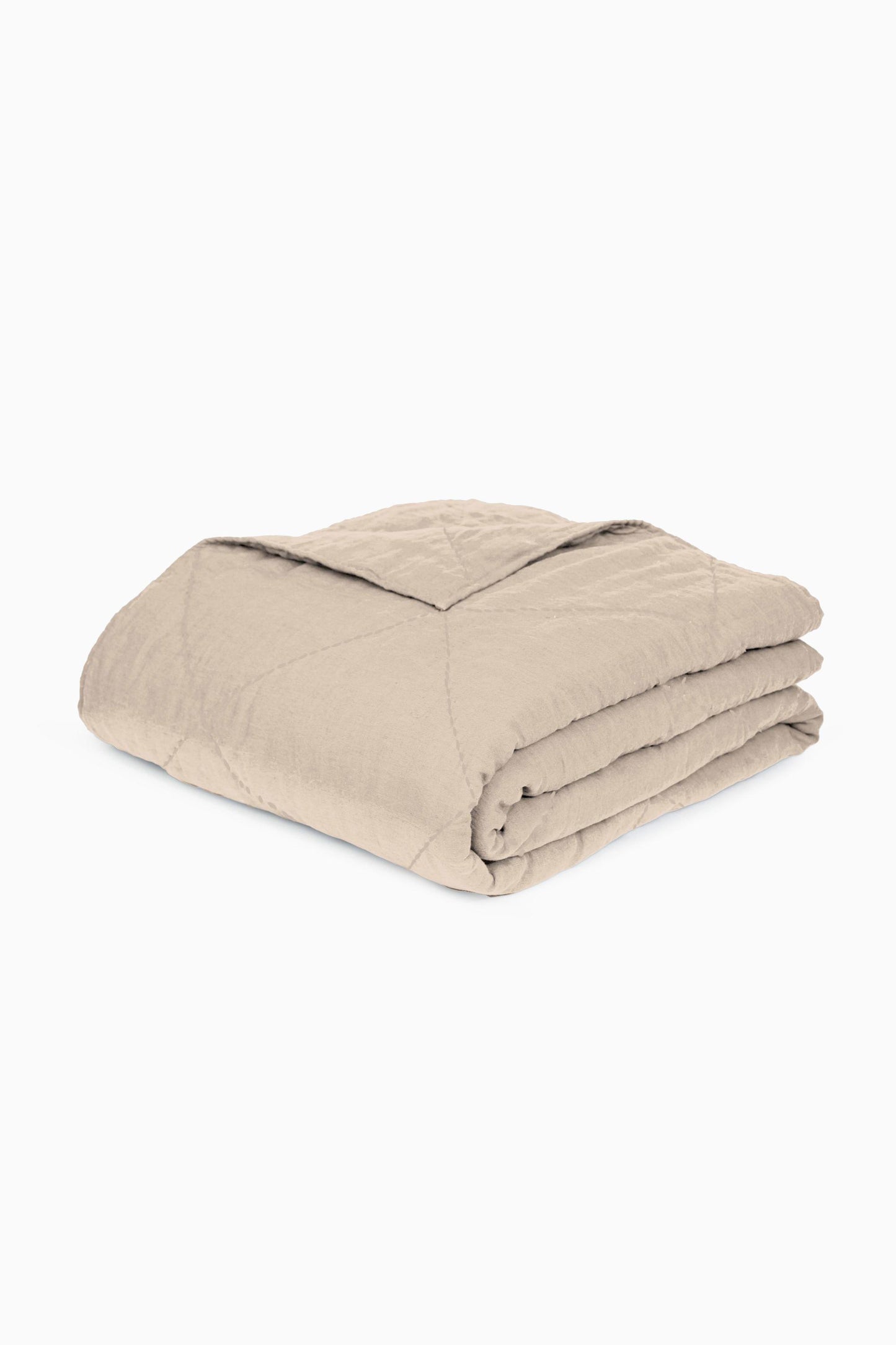 Linen Monotone Hand Quilted Quilt-Oatmeal