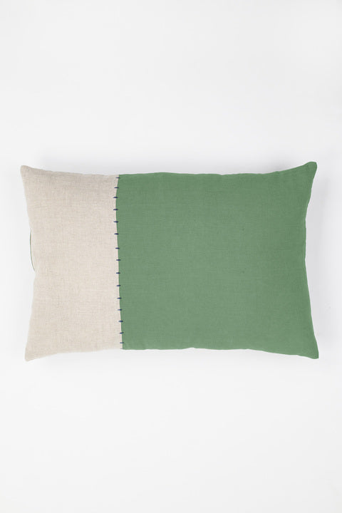 Linen Better Together Cushion Cover/Pillowcases-Retro Green+Oatmeal